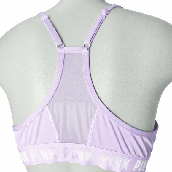 NWT Victoria’s Secret PINK Ultimate Strappy Back Sports Bra w/ Mesh - Purple - Picture 3 of 7
